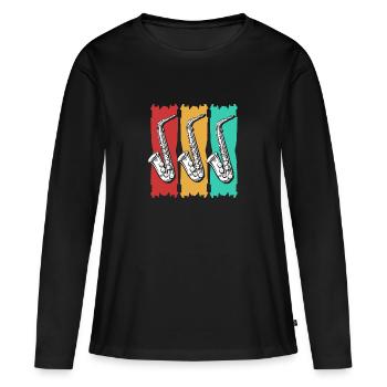 Saxophoniste saxophoniste - T-shirt manches longues Premium bio Femme - noir - Devant - Julia (174cm)
