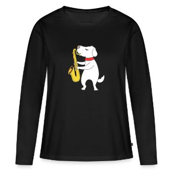 Saxophoniste saxophoniste - T-shirt manches longues Premium bio Femme - noir - Devant - Julia (174cm)