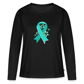 Pcos-Bewusstsein - Frauen Premium Bio Langarmshirt - Schwarz - Vorne - Julia (174cm)