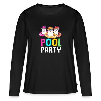 Pool Party - Frauen Premium Bio Langarmshirt - Schwarz - Vorne - Julia (174cm)