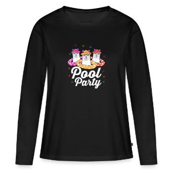Pool Party - Frauen Premium Bio Langarmshirt - Schwarz - Vorne - Julia (174cm)