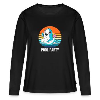Pool Party - Frauen Premium Bio Langarmshirt - Schwarz - Vorne - Julia (174cm)