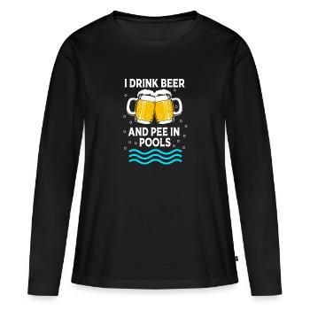 Pool Party - Frauen Premium Bio Langarmshirt - Schwarz - Vorne - Julia (174cm)