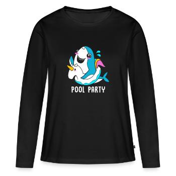 Pool Party - Frauen Premium Bio Langarmshirt - Schwarz - Vorne - Julia (174cm)
