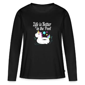 Pool Party - Frauen Premium Bio Langarmshirt - Schwarz - Vorne - Julia (174cm)