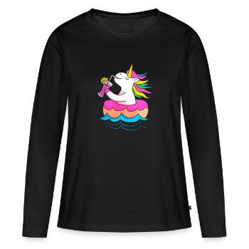 Pool Party - Frauen Premium Bio Langarmshirt - Schwarz - Vorne - Julia (174cm)