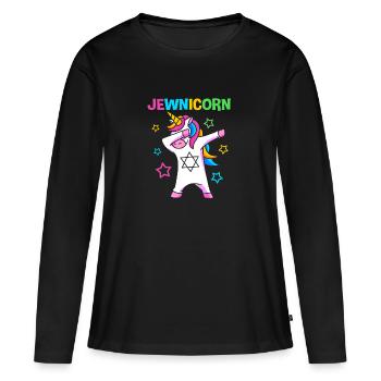 Hanoucca - T-shirt manches longues Premium bio Femme - noir - Devant - Julia (174cm)