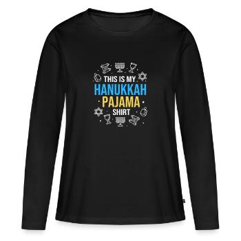 Hanoucca - T-shirt manches longues Premium bio Femme - noir - Devant - Julia (174cm)