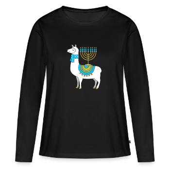Hanoucca - T-shirt manches longues Premium bio Femme - noir - Devant - Julia (174cm)