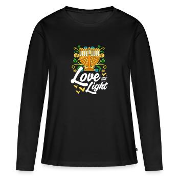 Hanoucca - T-shirt manches longues Premium bio Femme - noir - Devant - Julia (174cm)