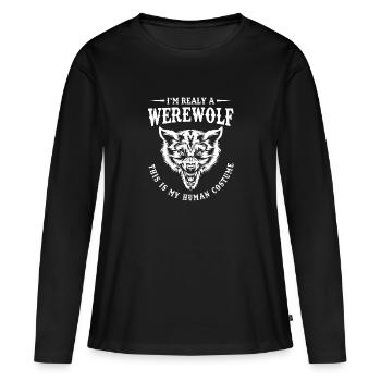 Werwolf - Frauen Premium Bio Langarmshirt - Schwarz - Vorne - Julia (174cm)