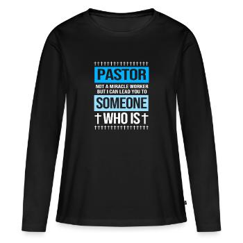 Pasteur - T-shirt manches longues Premium bio Femme - noir - Devant - Julia (174cm)