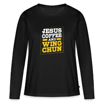 Wing Chun - T-shirt manches longues Premium bio Femme - noir - Devant - Julia (174cm)