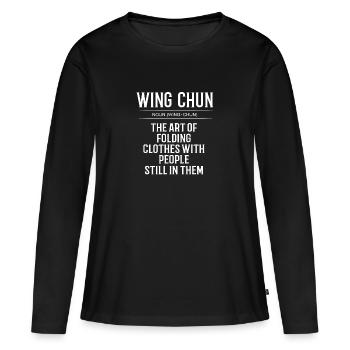 Wing Chun - T-shirt manches longues Premium bio Femme - noir - Devant - Julia (174cm)