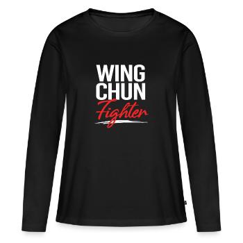 Wing Chun - T-shirt manches longues Premium bio Femme - noir - Devant - Julia (174cm)