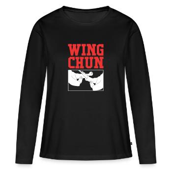 Wing Chun - T-shirt manches longues Premium bio Femme - noir - Devant - Julia (174cm)