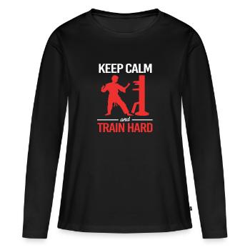 Wing Chun - T-shirt manches longues Premium bio Femme - noir - Devant - Julia (174cm)