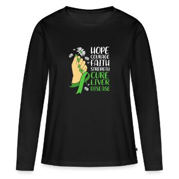 Maladie du foie - T-shirt manches longues Premium bio Femme - noir - Devant - Julia (174cm)