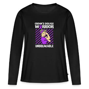 Maladie de Crohn - T-shirt manches longues Premium bio Femme - noir - Devant - Julia (174cm)