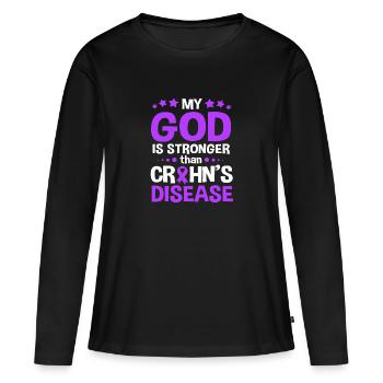 Maladie de Crohn - T-shirt manches longues Premium bio Femme - noir - Devant - Julia (174cm)