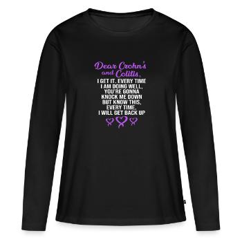 Maladie de Crohn - T-shirt manches longues Premium bio Femme - noir - Devant - Julia (174cm)
