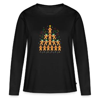 bonhomme en pain d’épice Coeur en pain d’épice Snacking en pain d’épice - T-shirt manches longues Premium bio Femme - noir - Devant - Julia (174cm)