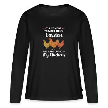 Poulet Volaille - T-shirt manches longues Premium bio Femme - noir - Devant - Julia (174cm)