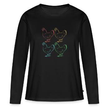 Poulet Volaille - T-shirt manches longues Premium bio Femme - noir - Devant - Julia (174cm)