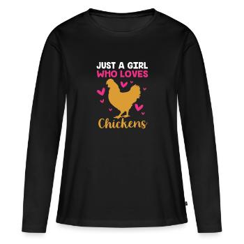 Poulet Volaille - T-shirt manches longues Premium bio Femme - noir - Devant - Julia (174cm)