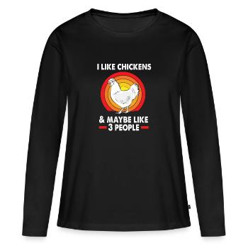 Poulet Volaille - T-shirt manches longues Premium bio Femme - noir - Devant - Julia (174cm)