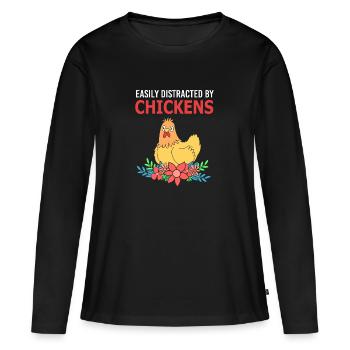 Poulet Volaille - T-shirt manches longues Premium bio Femme - noir - Devant - Julia (174cm)