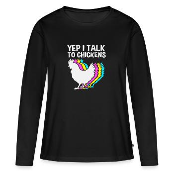 Poulet Volaille - T-shirt manches longues Premium bio Femme - noir - Devant - Julia (174cm)