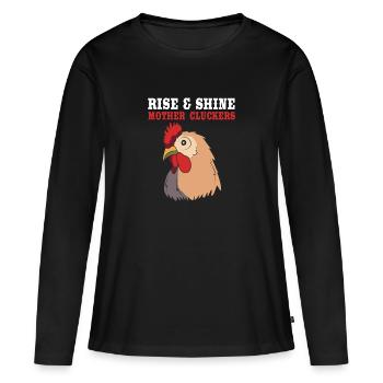 Poulet Volaille - T-shirt manches longues Premium bio Femme - noir - Devant - Julia (174cm)