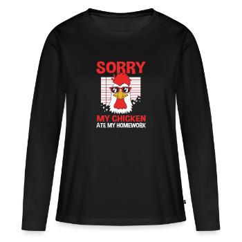 Poulet Volaille - T-shirt manches longues Premium bio Femme - noir - Devant - Julia (174cm)
