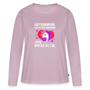Maladie auto-immune - T-shirt manches longues Premium bio Femme - rose poudré - Devant - Julia (174cm)