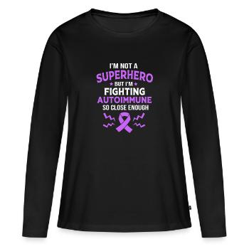 Maladie auto-immune - T-shirt manches longues Premium bio Femme - noir - Devant - Julia (174cm)