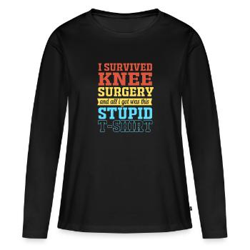 Knie Operation - Frauen Premium Bio Langarmshirt - Schwarz - Vorne - Julia (174cm)