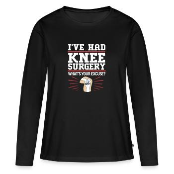 Knie Operation - Frauen Premium Bio Langarmshirt - Schwarz - Vorne - Julia (174cm)