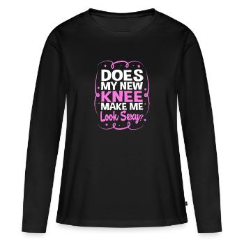 Knie Operation - Frauen Premium Bio Langarmshirt - Schwarz - Vorne - Julia (174cm)