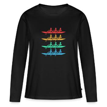 Ruderteam Rudern Ruder Ruderboot Ruderer - Frauen Premium Bio Langarmshirt - Schwarz - Vorne - Julia (174cm)