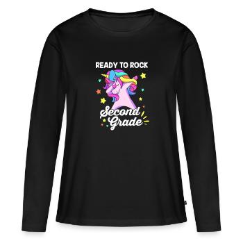 2e année - T-shirt manches longues Premium bio Femme - noir - Devant - Julia (174cm)