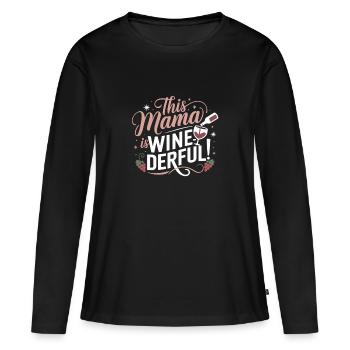 This Mom Is Weinderbar – Wine Lover Shirt - Women's Premium Organic Long Sleeve Shirt - black - Front - Julia (174cm)
