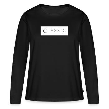 Blanc classique - T-shirt manches longues Premium bio Femme - noir - Devant - Julia (174cm)