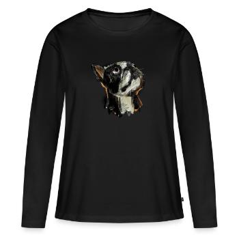 Französische Bulldogge Zeichnung - Frauen Premium Bio Langarmshirt - Schwarz - Vorne - Julia (174cm)