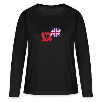 Albanien Britische Flagge Britisch Albanisch - Frauen Premium Bio Langarmshirt - Schwarz - Vorne - Julia (174cm)
