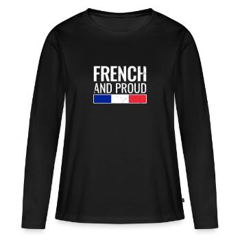 Français et fière France Français Français - T-shirt manches longues Premium bio Femme - noir - Devant - Julia (174cm)