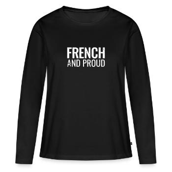 Français et fière France Français Français - T-shirt manches longues Premium bio Femme - noir - Devant - Julia (174cm)