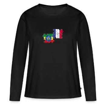 France Ethiopia Vintage Flag Ethiopian - Women's Premium Organic Long Sleeve Shirt - black - Front - Julia (174cm)