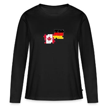 Kanada Deutschland Herzschlag Flagge Kanadier - Frauen Premium Bio Langarmshirt - Schwarz - Vorne - Julia (174cm)