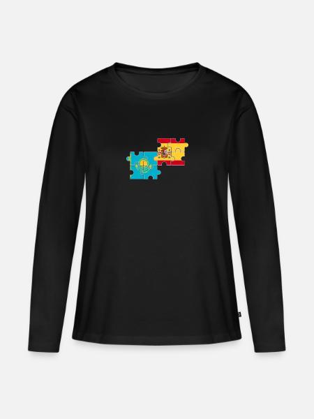 Kasachstan Spanien Flagge Spanisch Kasache - Frauen Premium Bio Langarmshirt - Schwarz